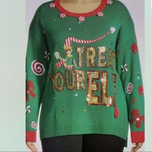 Treat Your Elf Holiday Time Ugly Christmas Sweater Size XL (16-18)